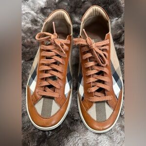 Women’s Burberry Leather & Canvas Checker Sneakers